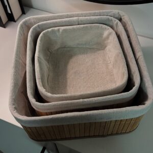 طقم سلات تنظيم خشب بامبو