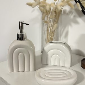 طقم صابونة سيراميك لون ابيض ٣ قطع